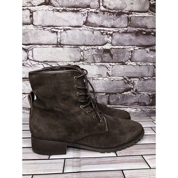 Blondo Brown Suede Leather Waterproof Ankle Lace Up Side Zip Boots Women Sz 10M - Picture 6 of 16